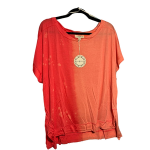 Umgee Women's Vibrant Coral Short Sleeve Top - XL, 1X, and 2X - NWT